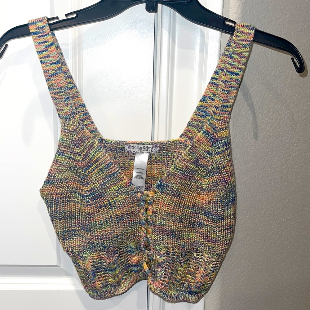 Colorful Acrylic Sweater Crop Top